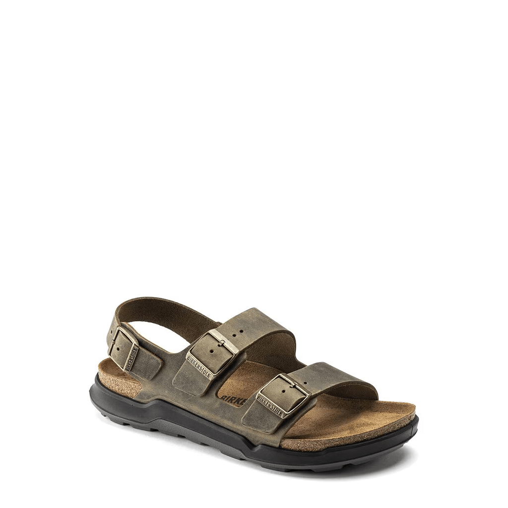 Birkenstock Milano Rugged Oiled Leather, Faded Khaki, Regular Fit - Shoetopia Footwear