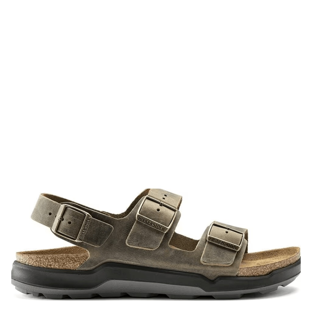 Birkenstock Milano Rugged Oiled Leather, Faded Khaki, Regular Fit - Shoetopia Footwear