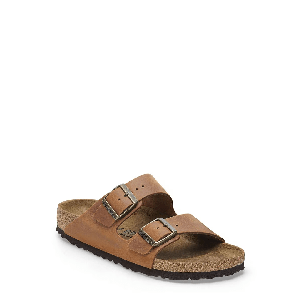 Birkenstock, Arizona Oiled Leather, Men's, Sandal, Cognac, Angled view