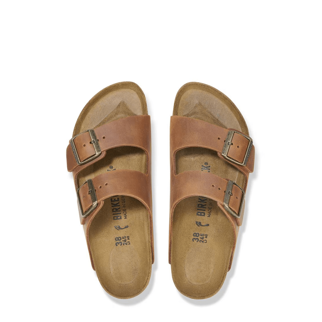 Birkenstock, Arizona Oiled Leather, Men's, Sandal, Cognac, Top view