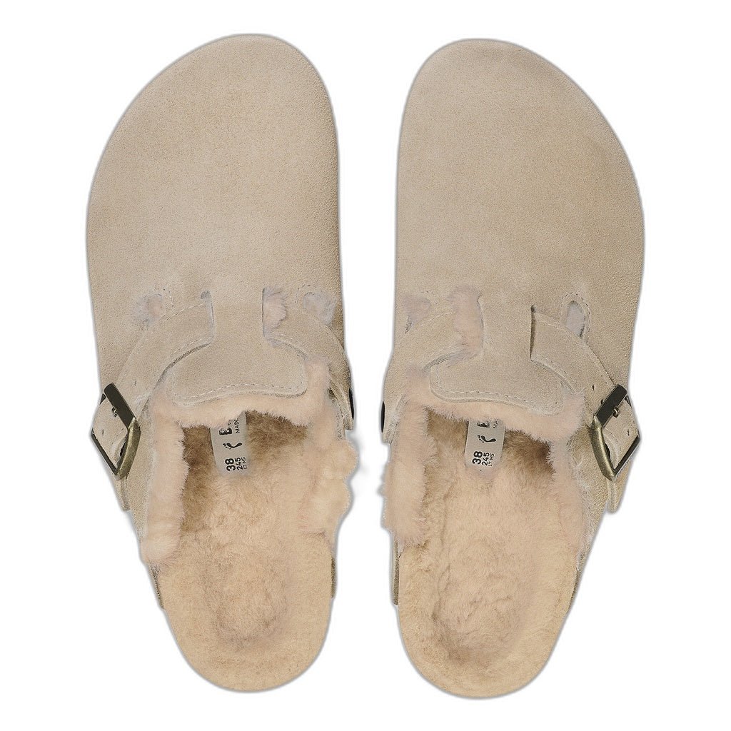 Birkenstock Boston Shearling Suede Taupe, Regular Fit - Shoetopia Footwear