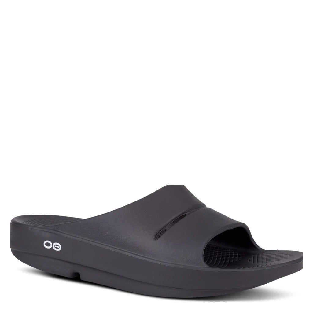 OOFOS OOahh Slide Sandal - Black - Shoetopia Footwear