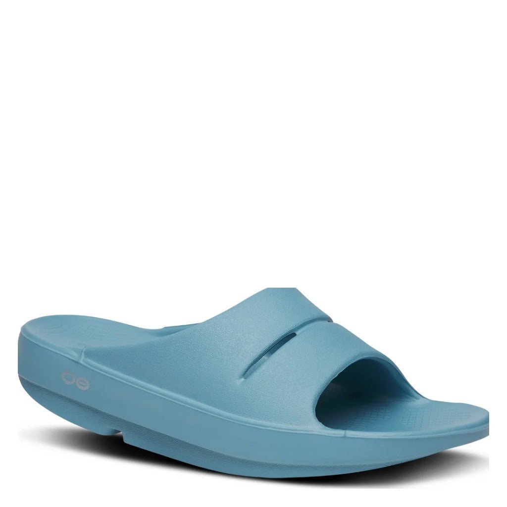 OOFOS OOahh Slide Sandal - Ocean Blue - Shoetopia Footwear