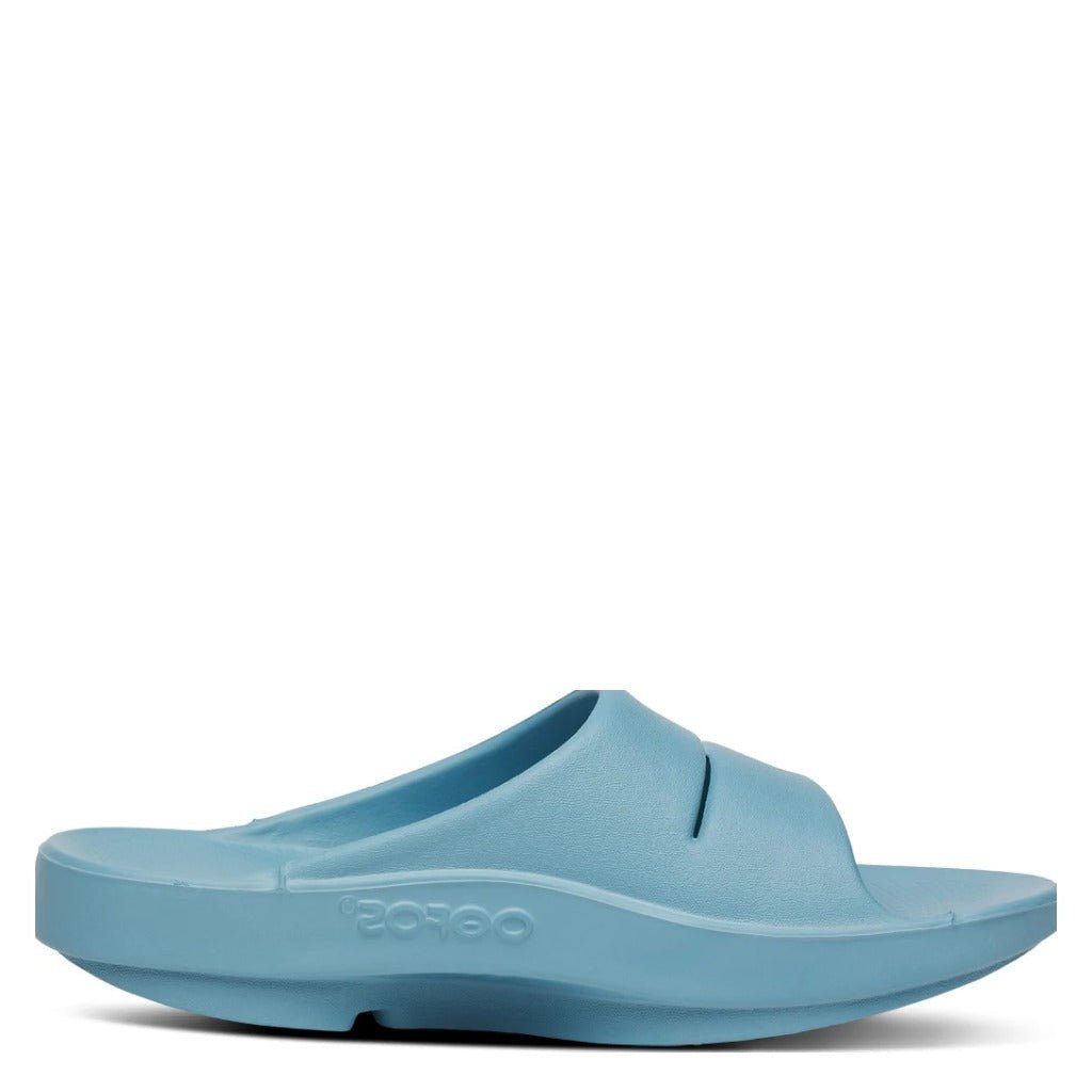 OOFOS OOahh Slide Sandal - Ocean Blue - Shoetopia Footwear