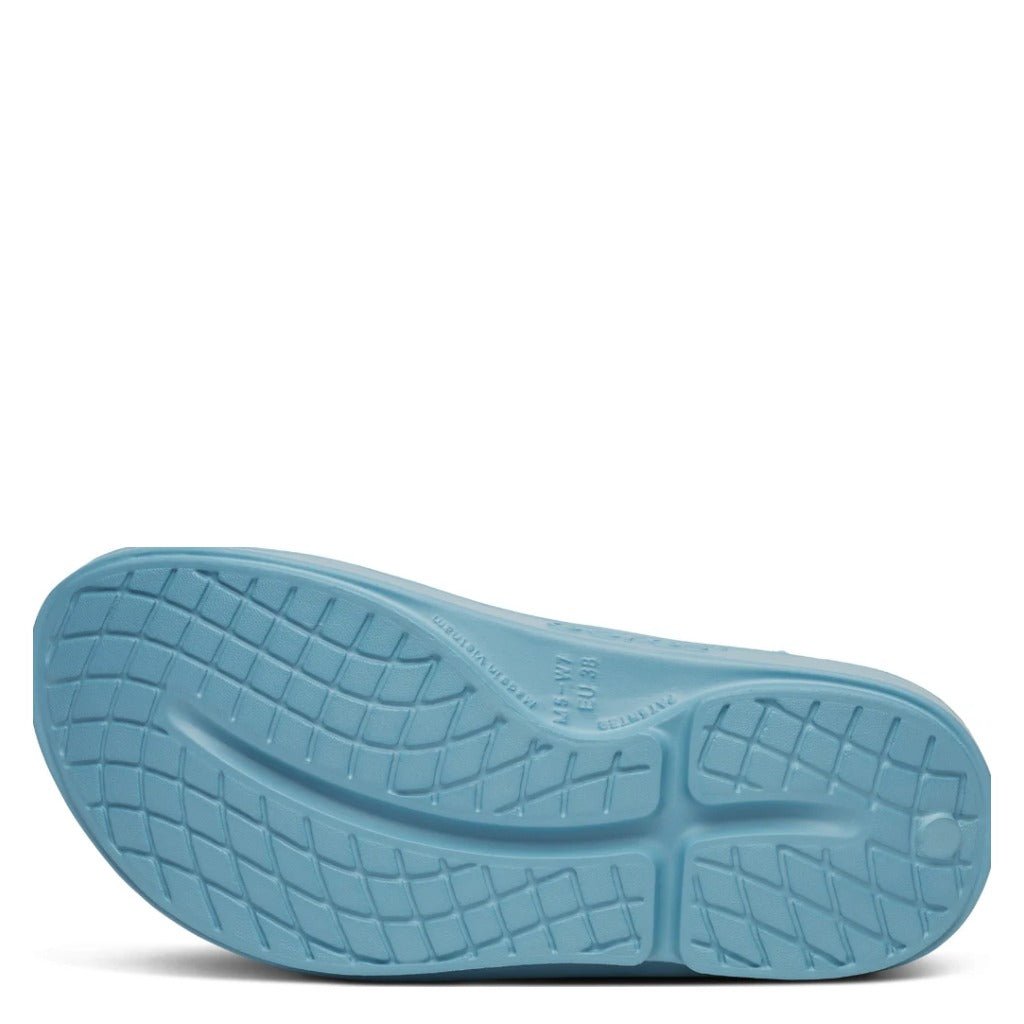 OOFOS OOahh Slide Sandal - Ocean Blue - Shoetopia Footwear
