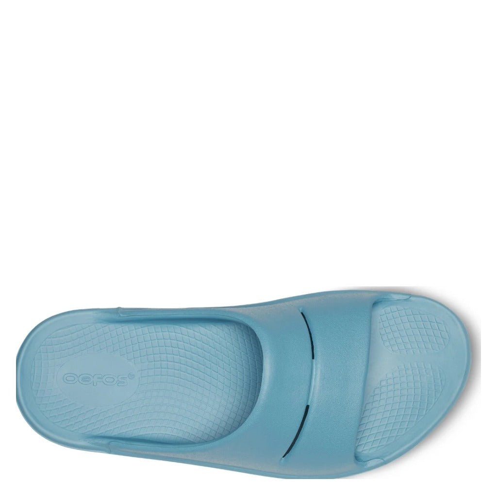 OOFOS OOahh Slide Sandal - Ocean Blue - Shoetopia Footwear