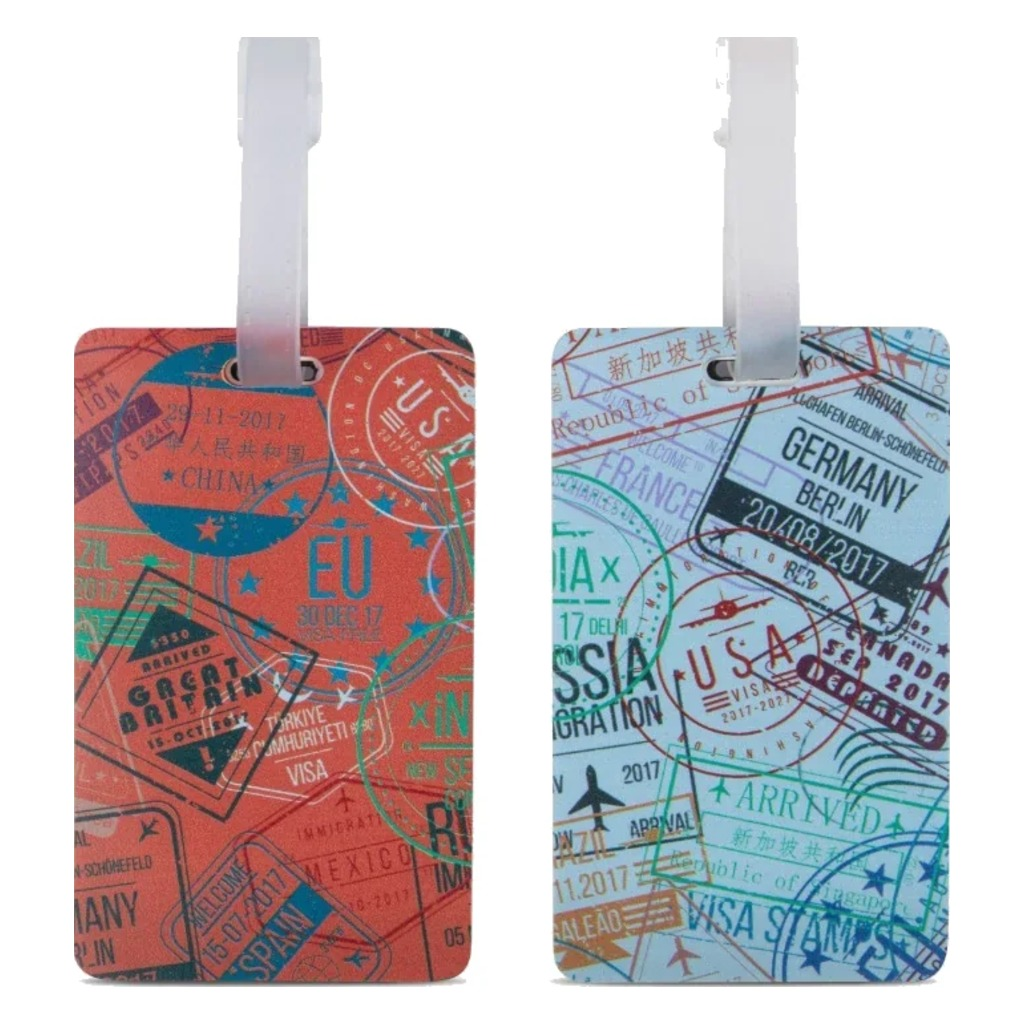 Travelon Luggage Tags - Set of 2 - Passport Stamps - Shoetopia Footwear