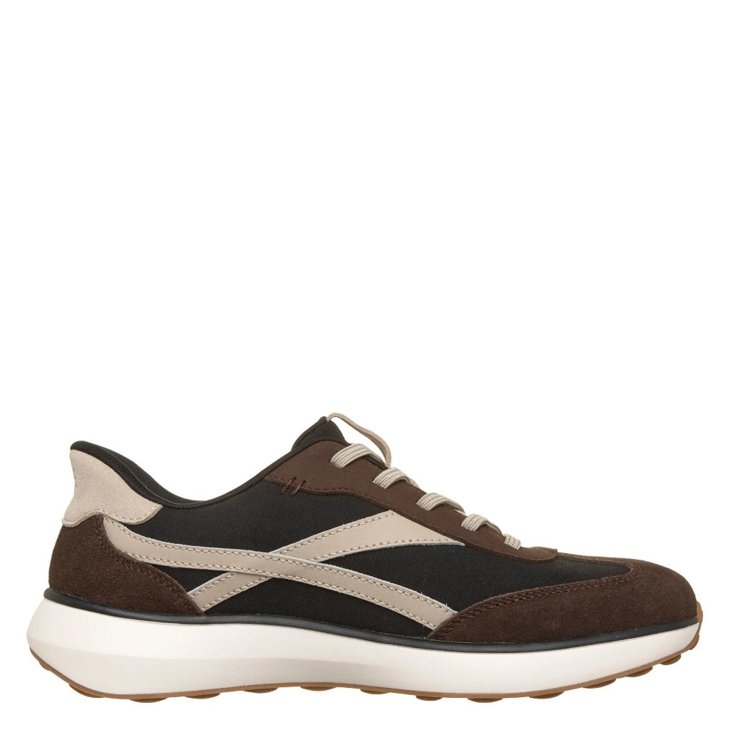 Skechers, Montecito, Women's, Slip-On Sneaker, Black/Brown, Medial side view