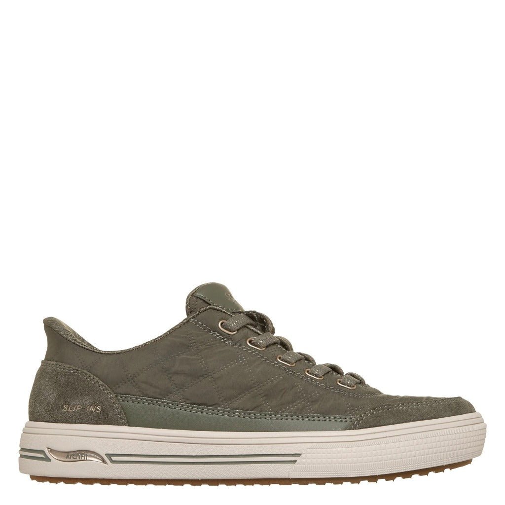 Skechers Slip-Ins Arch Fit Arcade Olive, Cozy Fit Cuddle Steps - Shoetopia Footwear