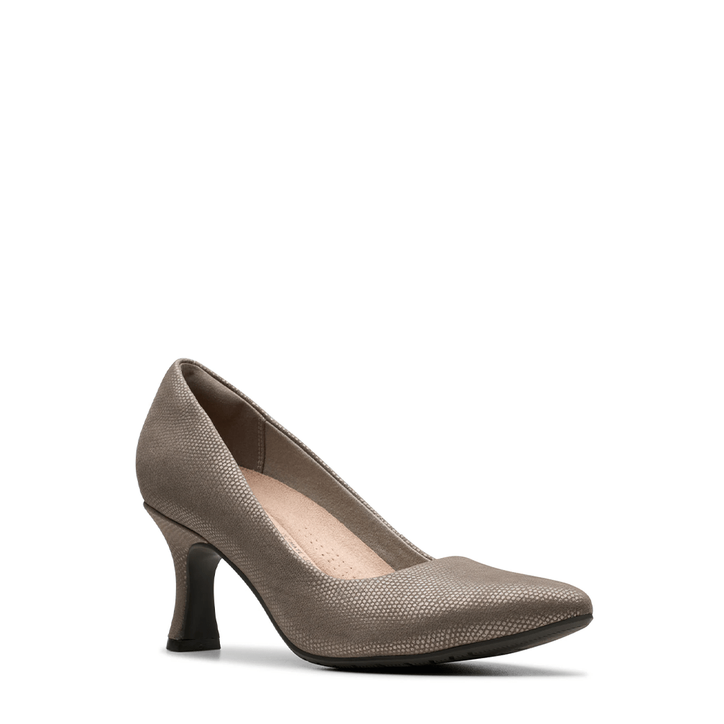 Clarks, Kataleyna Gem, Women's, Heel, Silver Metallic, Angled view