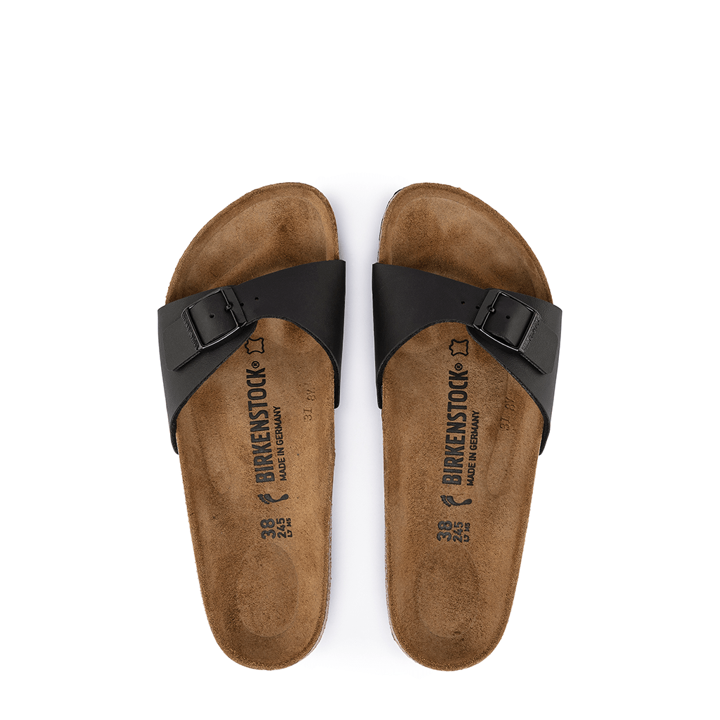 Birkenstock, Madrid Birko-Flor, Women's, Sandal, Black, Top view