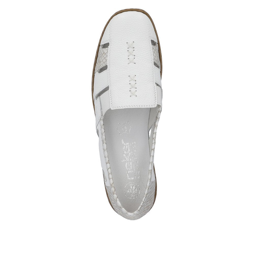 Shoetopia, Rieker, 41385, women’s casual shoe, white, Top view