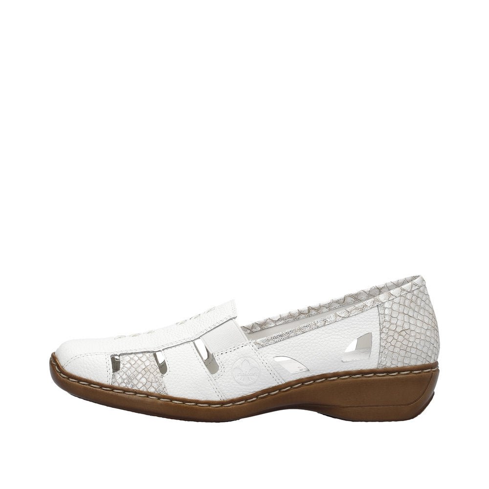 Shoetopia, Rieker, 41385, women’s casual shoe, white, Left side view