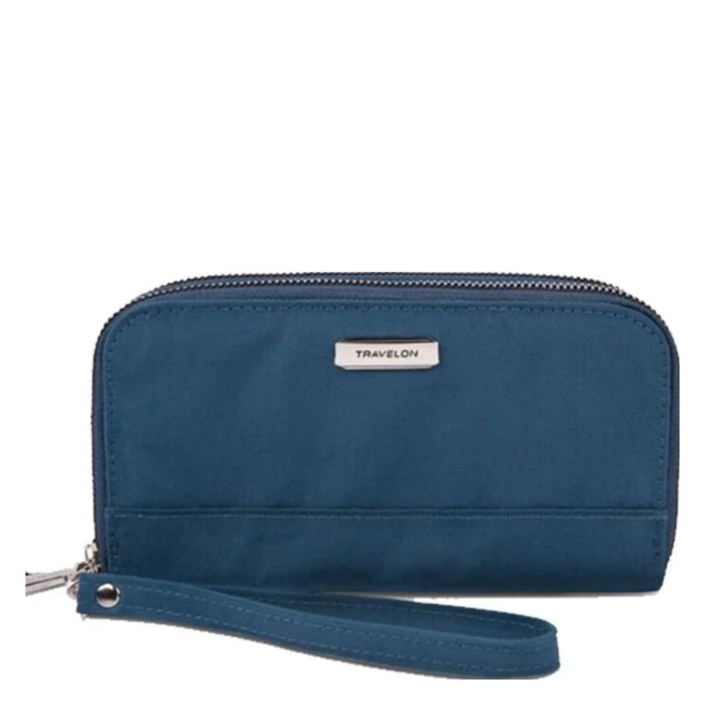 Travelon, RFID Blocking Double Zip Wallet, Women's, Wallet, Ocean, Front view