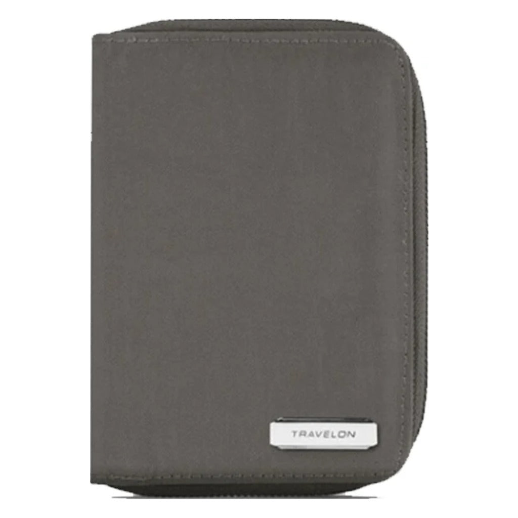 Travelon, RFID Blocking Passport Zip Wallet, Unisex, Travel Wallet, Smoke, Front view