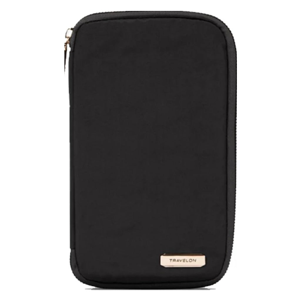 Travelon, RFID Blocking Family Passport Zip Wallet, Unisex, Travel Wallet, Black, Front view