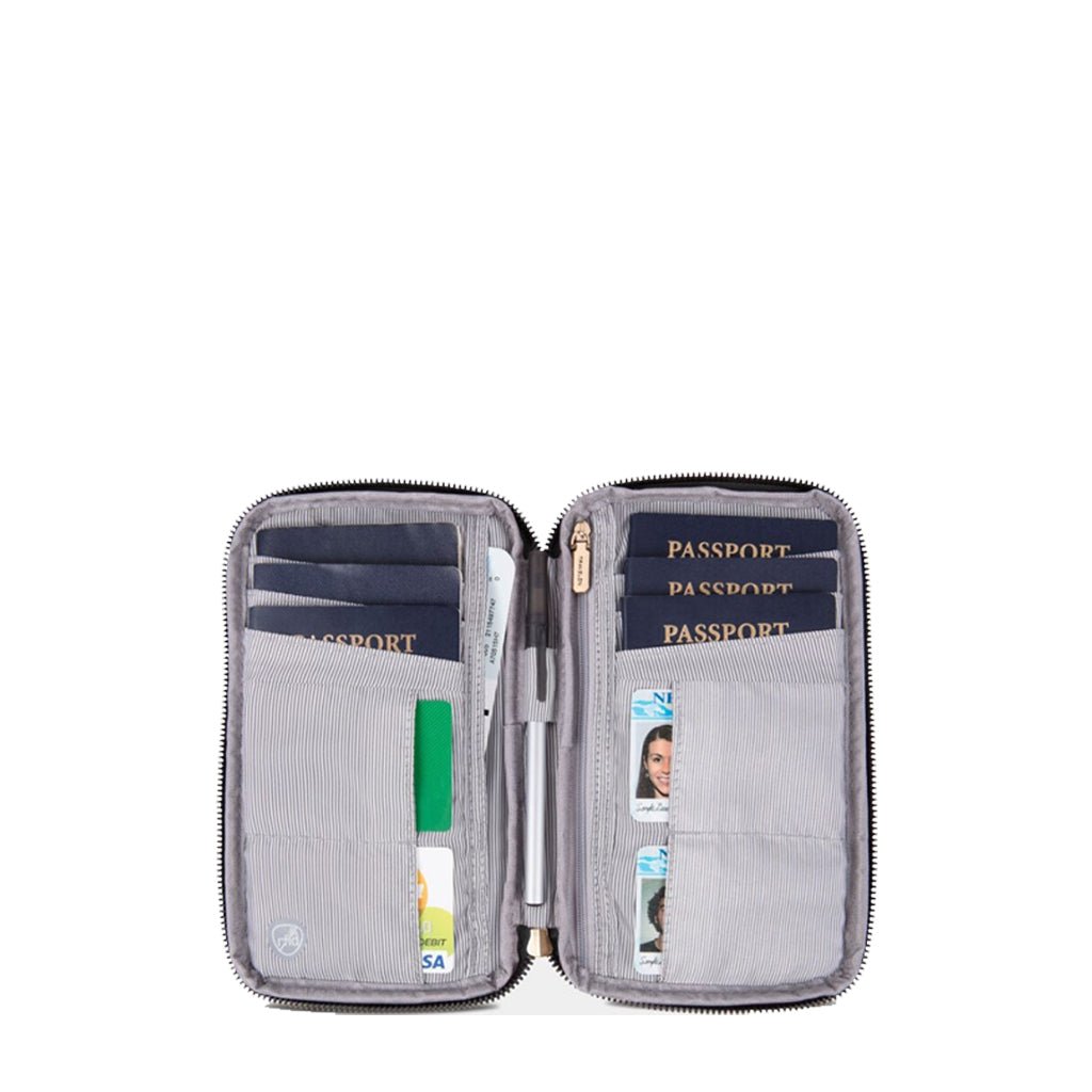 Travelon, RFID Blocking Family Passport Zip Wallet, Unisex, Travel Wallet, Black, Angled view