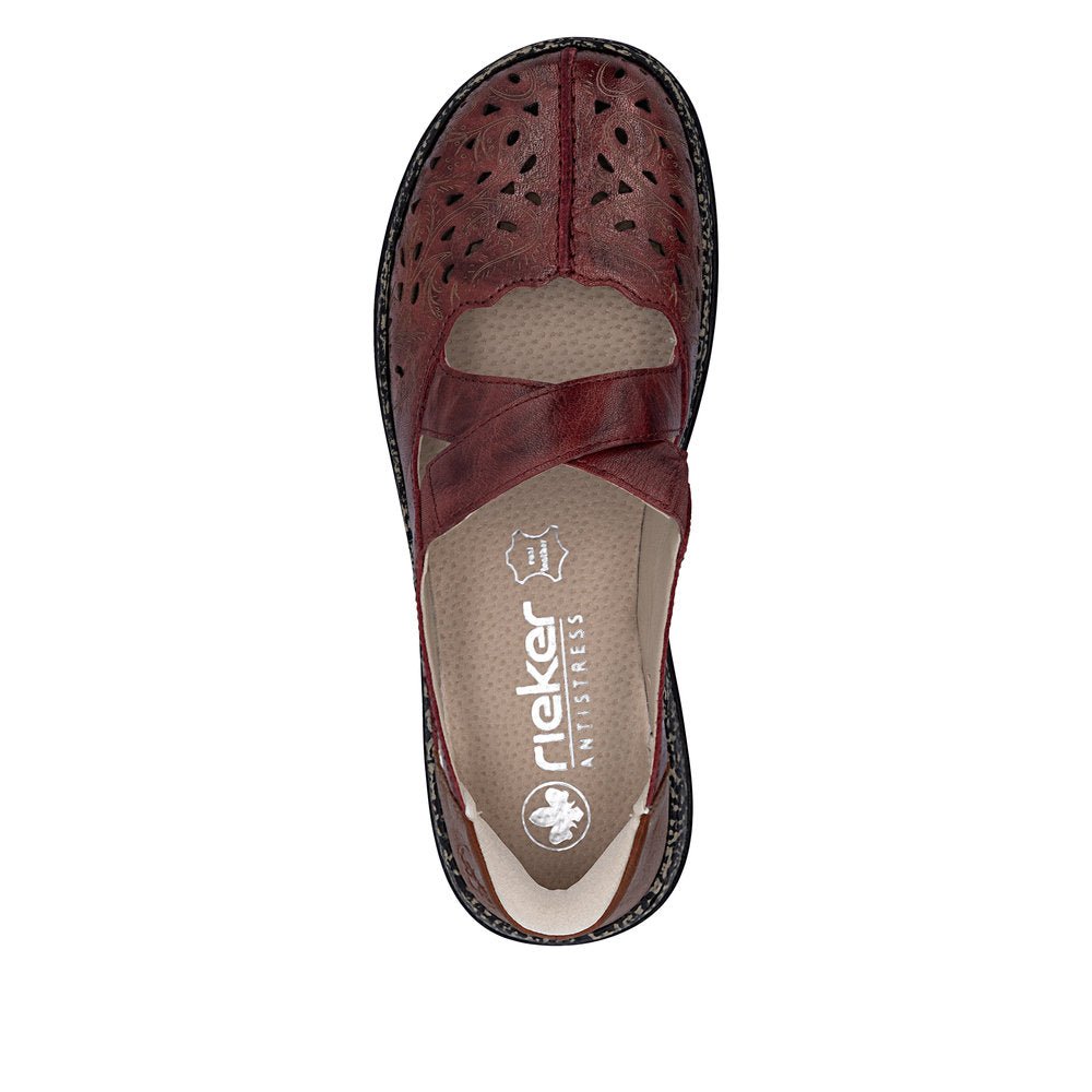 Shoetopia, Rieker, 46352-33, women’s casual slip-on shoe, red, Top view