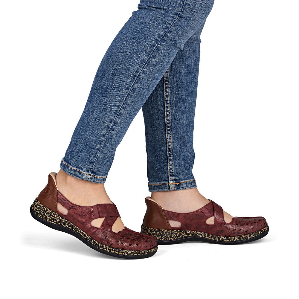 Shoetopia, Rieker, 46352-33, women’s casual slip-on shoe, red, Lifestyle