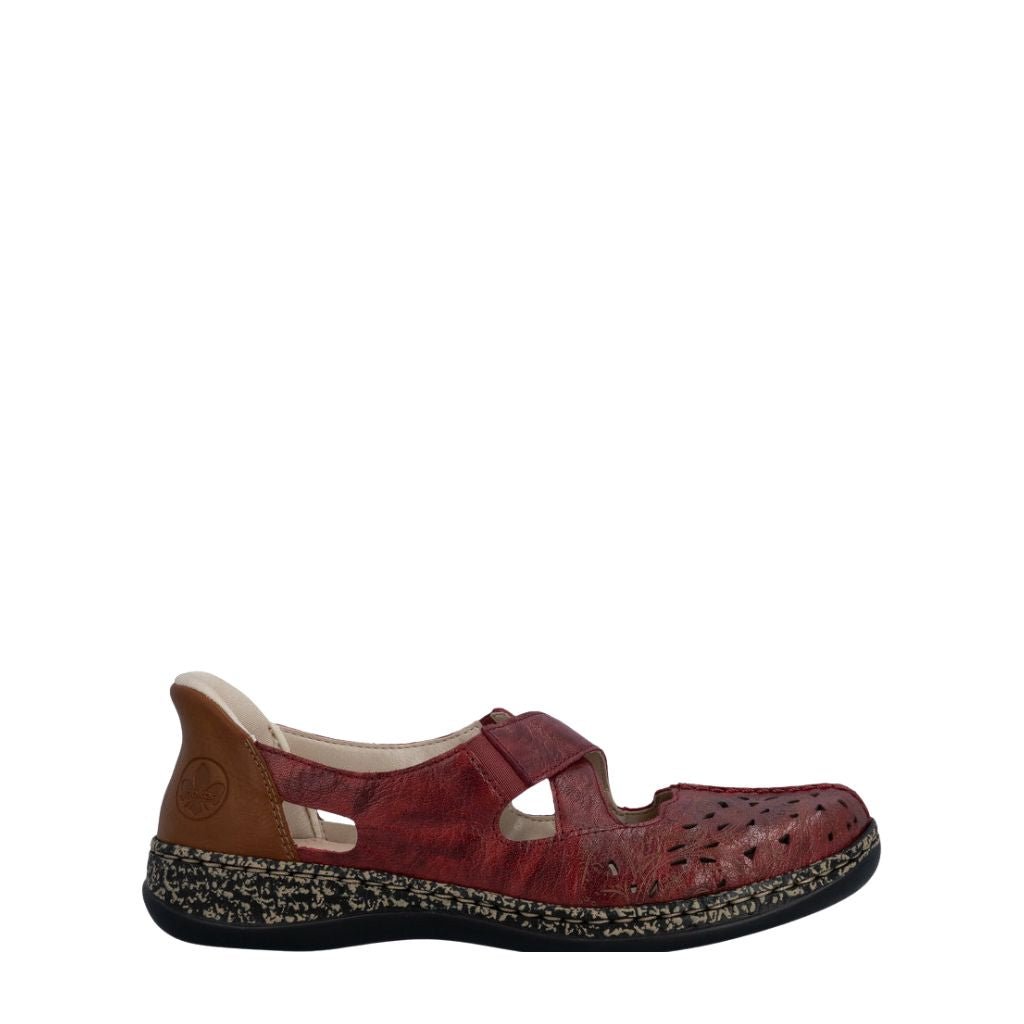Shoetopia, Rieker, 46352-33, women’s casual slip-on shoe, red, Right side view