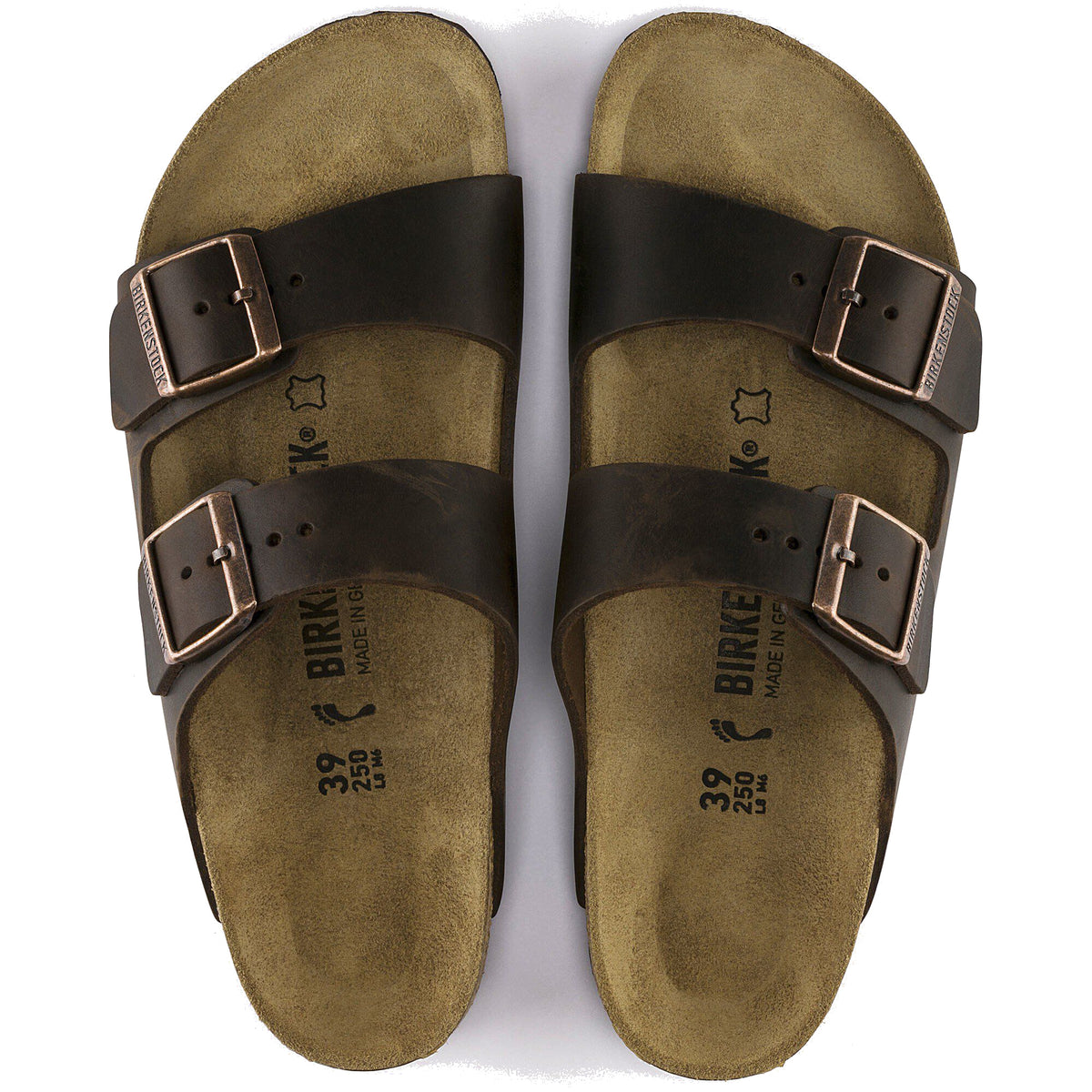 Birkenstock, Arizona Oiled Leather, Unisex, Sandal, Habana, Top view