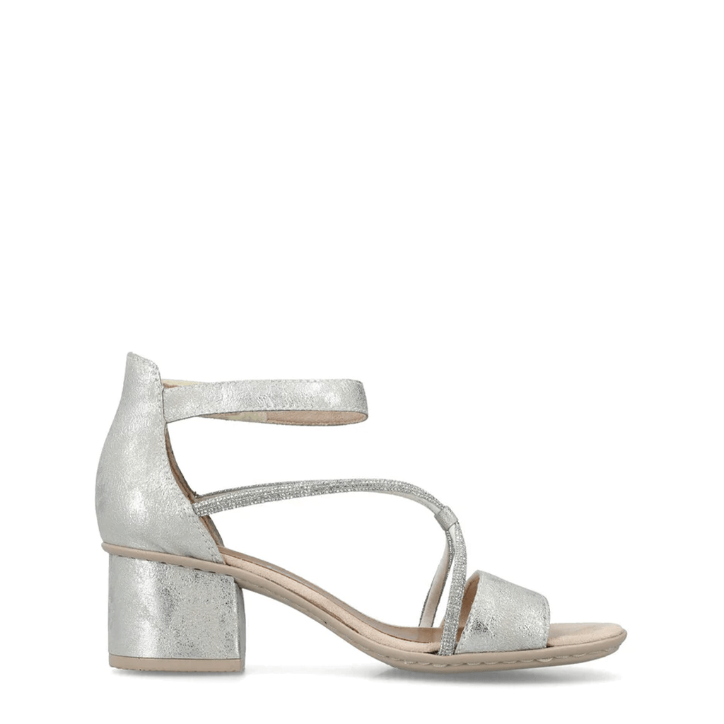 Shoetopia, Rieker, 64654-40, women’s sandal, silver, Right side view