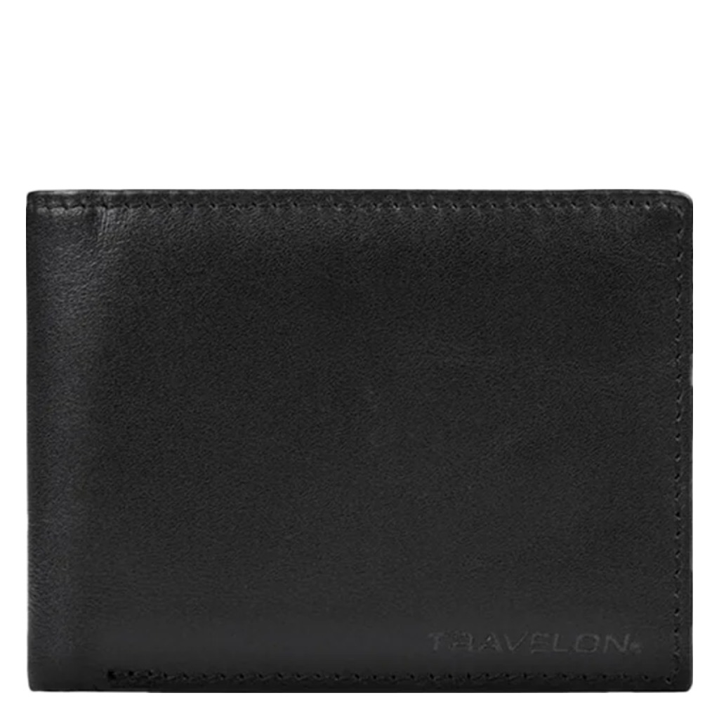 Travelon, RFID Blocking Leather Billfold Wallet, Unisex, Wallet, Black, Front view