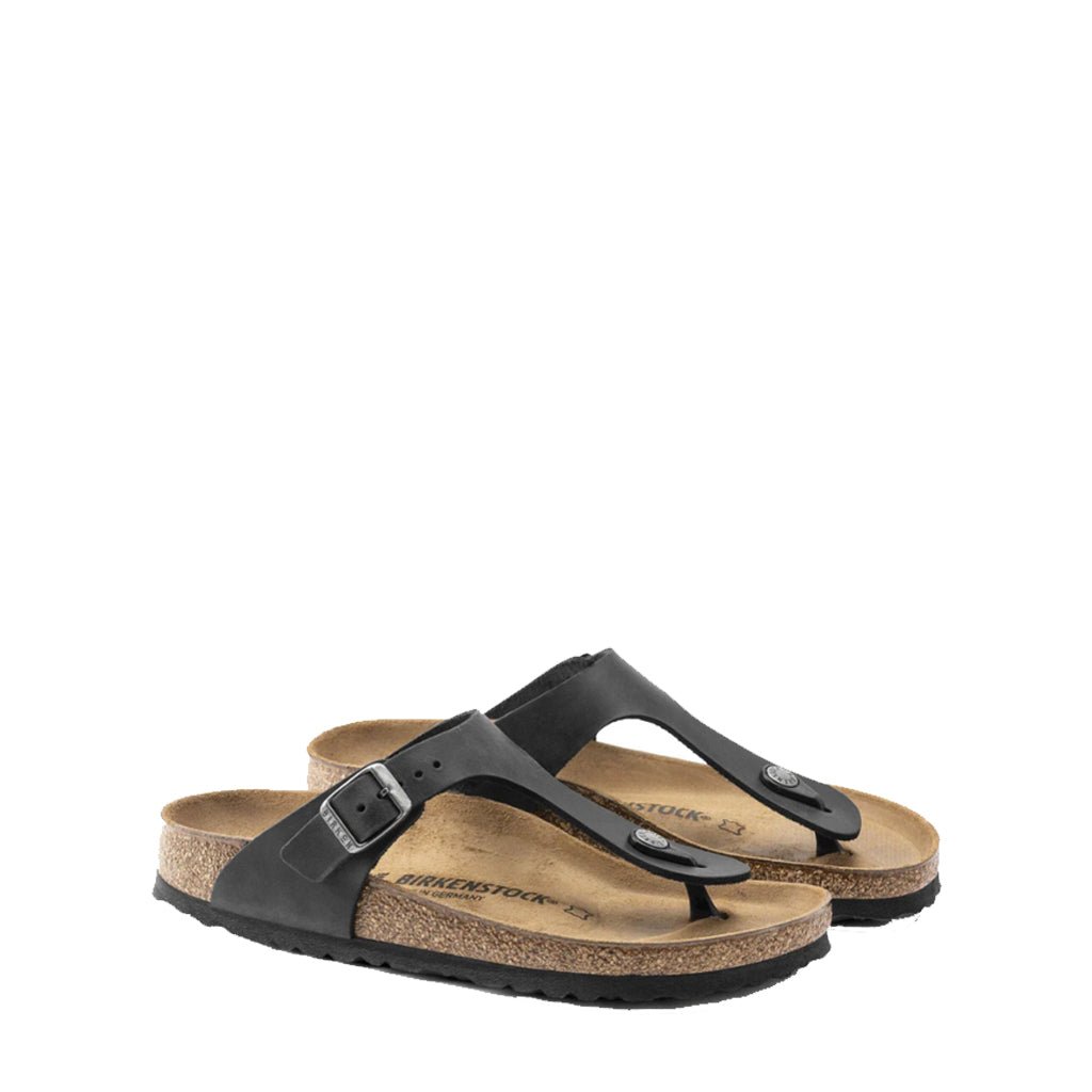 Birkenstock, Gizeh Black Oiled Leather, Women's, Sandal, Black, Pair view
