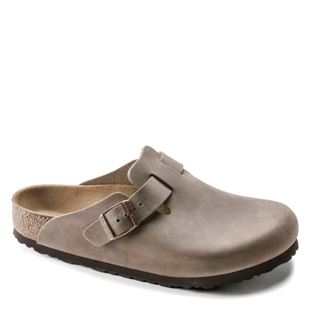 Birkenstock, Boston Oiled Leather, Unisex, Clog, Tabacco, Angled view