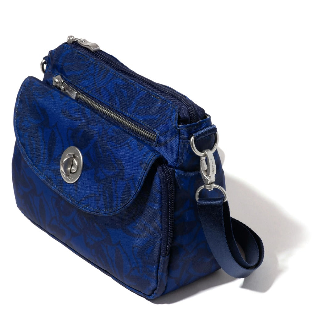 Baggallini, True Classic Calais Crossbody, Crossbody Bag, Nightfall Floral, Angled view