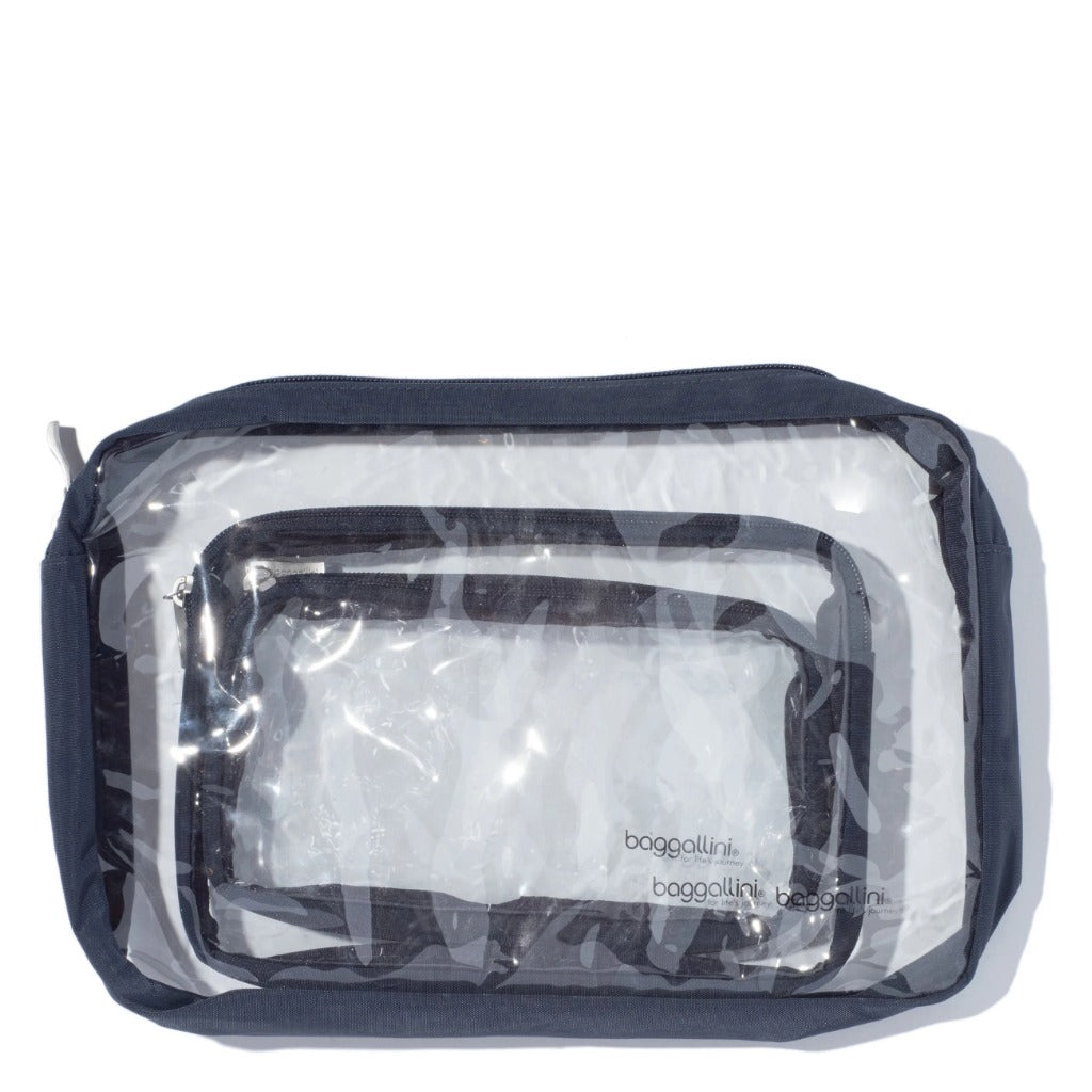 Baggallini, Clear Travel Pouches, Travel Pouches, French Navy, Angled view