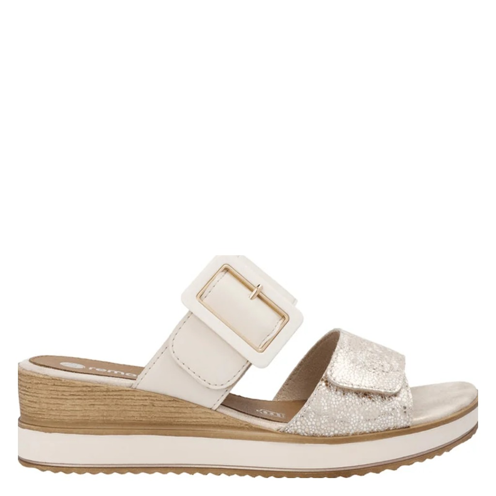 Remonte, D6463, Women's, Sandal, White/Gold, Angled view