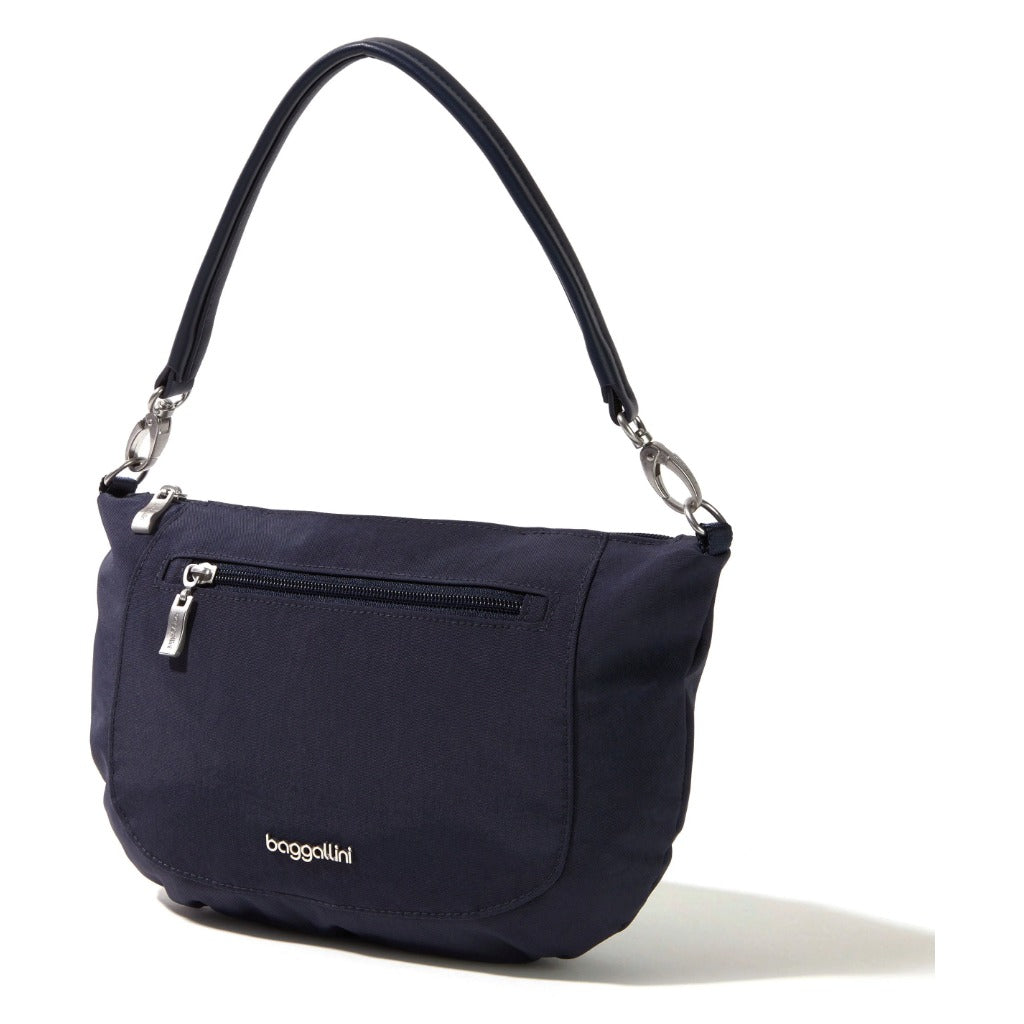 Baggallini, Modern Everywhere Half Moon Crossbody, Half Moon Bag, French Navy, Angled view