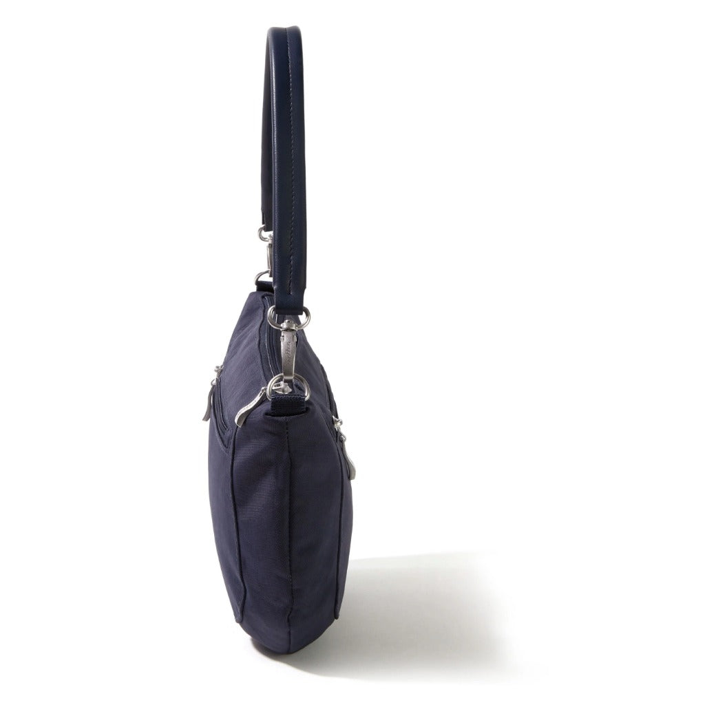 Baggallini, Modern Everywhere Half Moon Crossbody, Half Moon Bag, French Navy, Side view