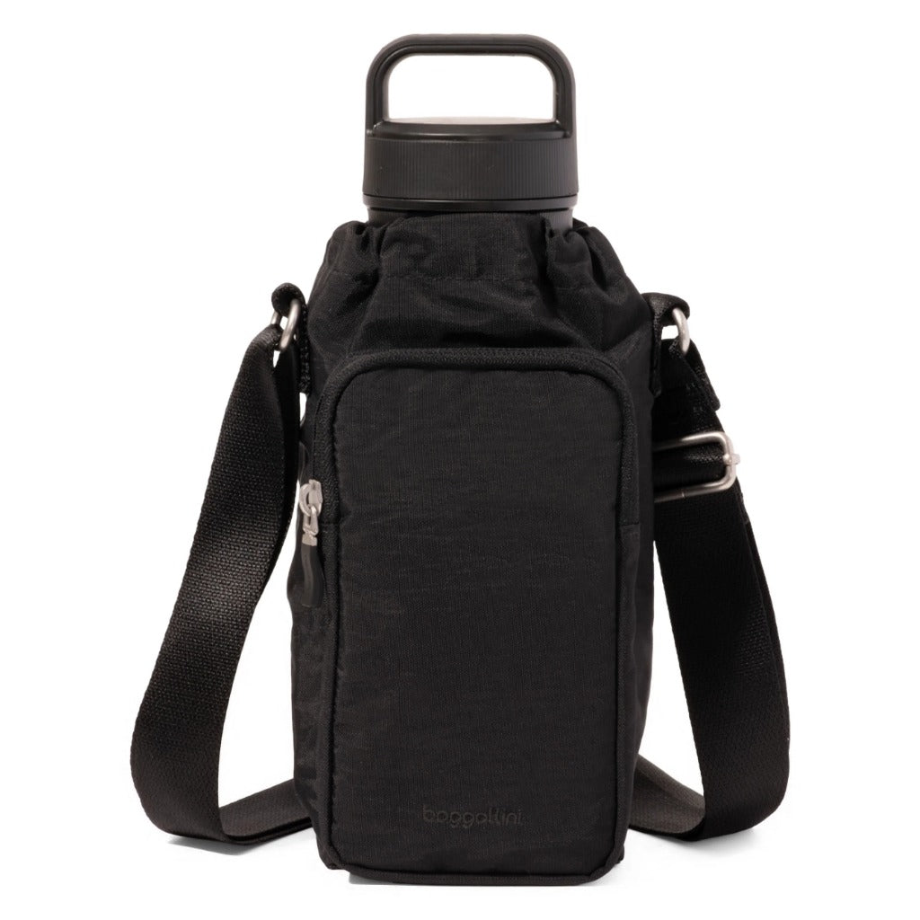 Baggallini, Everyday Water Bottle Crossbody, Crossbody Bag, Black, Front view