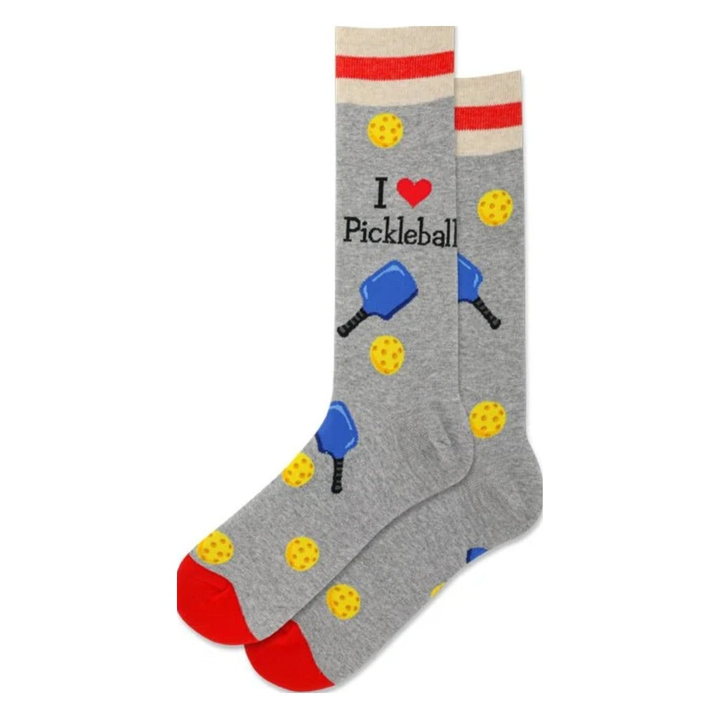 Hotsox, Pickleball, Men's, Crew Sock, Grey, Front view