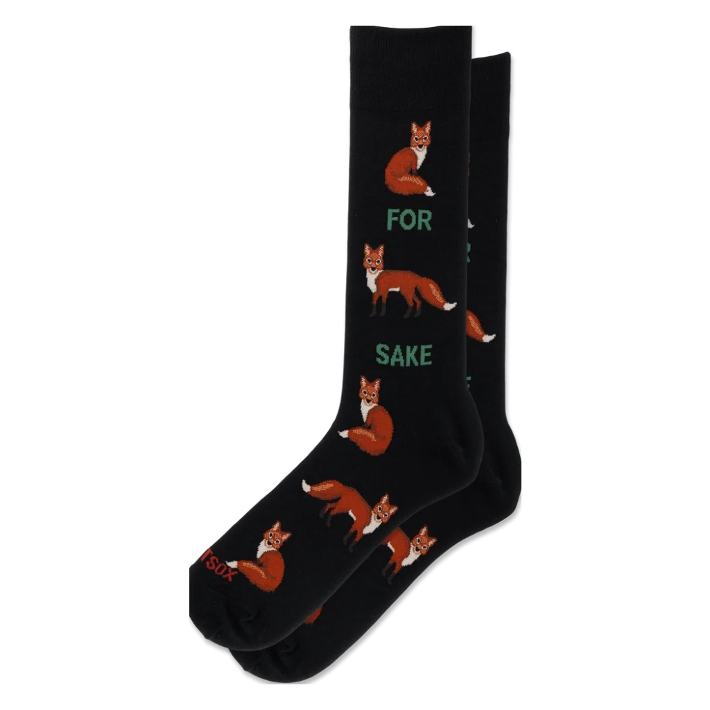 Hotsox, For Fox Sake, Men's, Crew Sock, Black, Front view