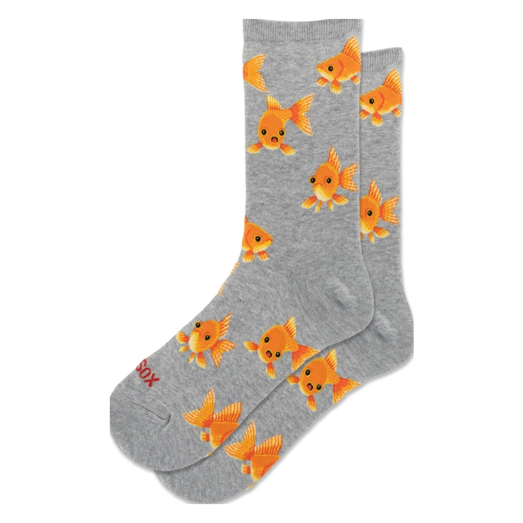 Hotsox, Goldfish, Women's, Crew Sock, Grey, Front view