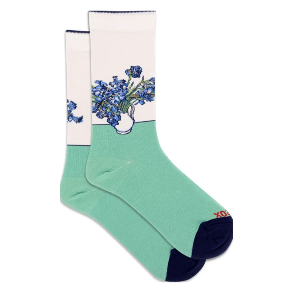Hotsox, Irises, Women's, Crew Sock, White, Front view
