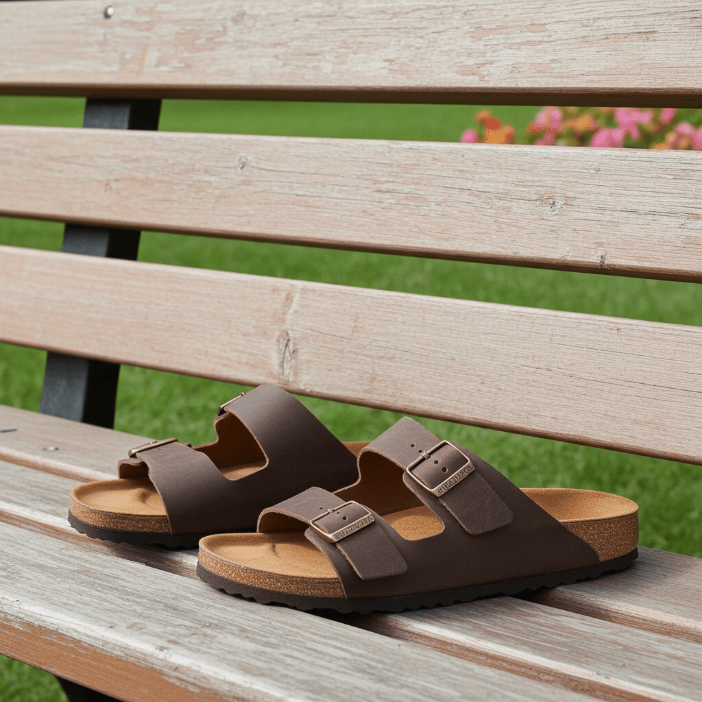 Birkenstock, Arizona Oiled Leather, Unisex, Sandal, Habana, Angled view