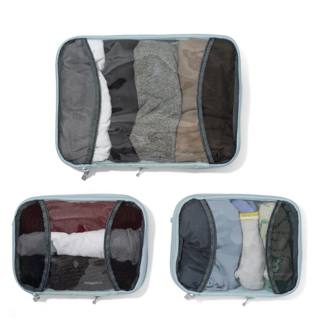 Baggallini, Compression Cube 3-Piece Set, Packing Cubes, Pool, Front view