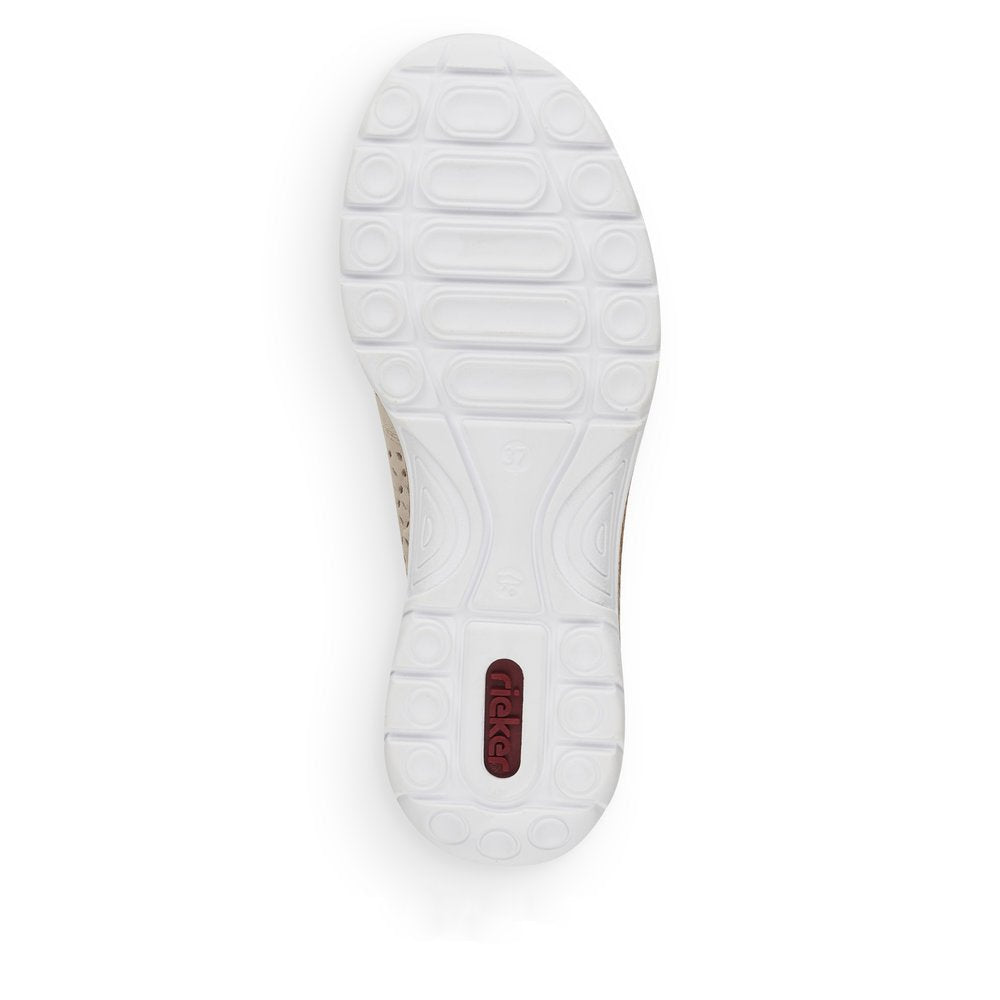 Shoetopia, Rieker, N4251-60, women’s casual slip-on shoe, beige, Sole view