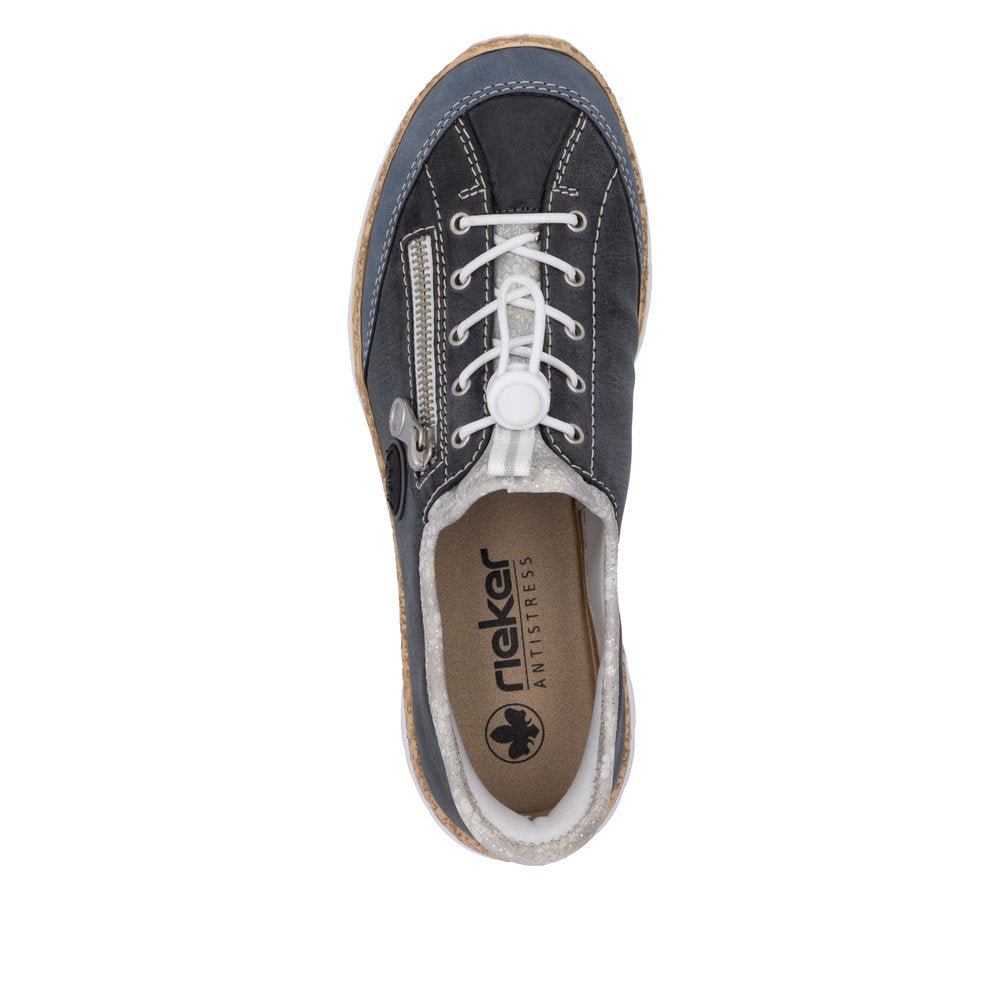 Shoetopia, Rieker, N42F2-14, women’s casual slip-on shoe, blue, Top view
