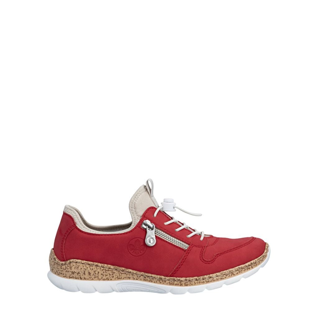Shoetopia, Rieker, N42G0-33, women’s casual slip-on shoe, red, Right side view