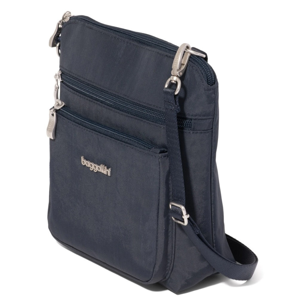 Baggallini, Modern Everywhere Pocket, Crossbody Bag, French Navy, Angled view