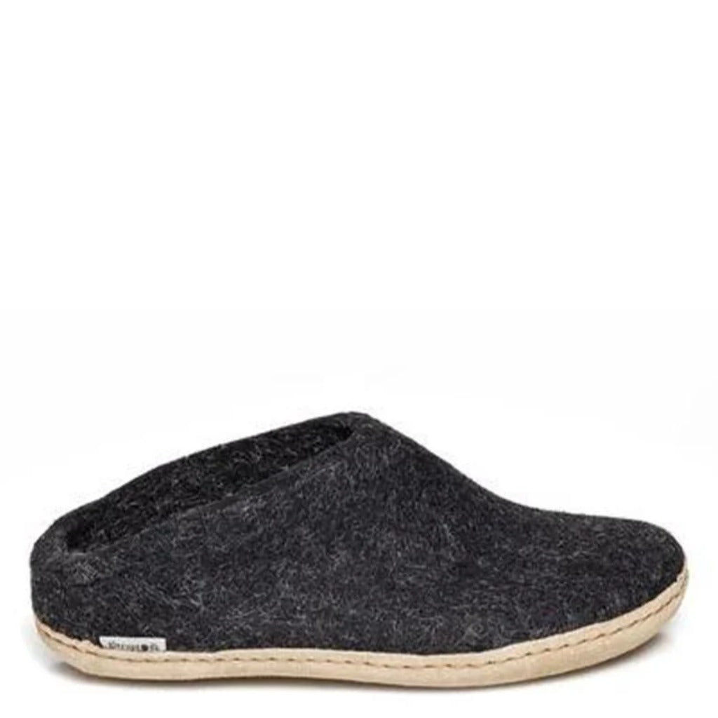 Glerups Slipper With Leather Sole - Charcoal - Shoetopia Footwear
