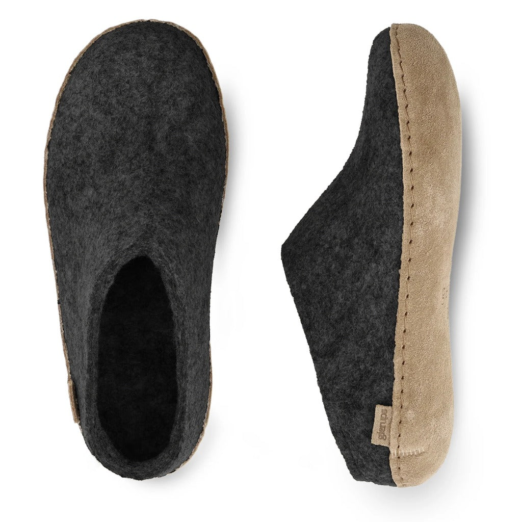 Glerups Slip-On With Leather Sole - Charcoal - Shoetopia Footwear