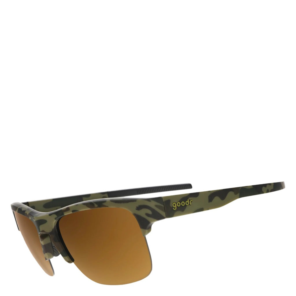 Goodr, Flex G Gaga for Ghillie Suits, Sunglasses, Green Camo, Angled view