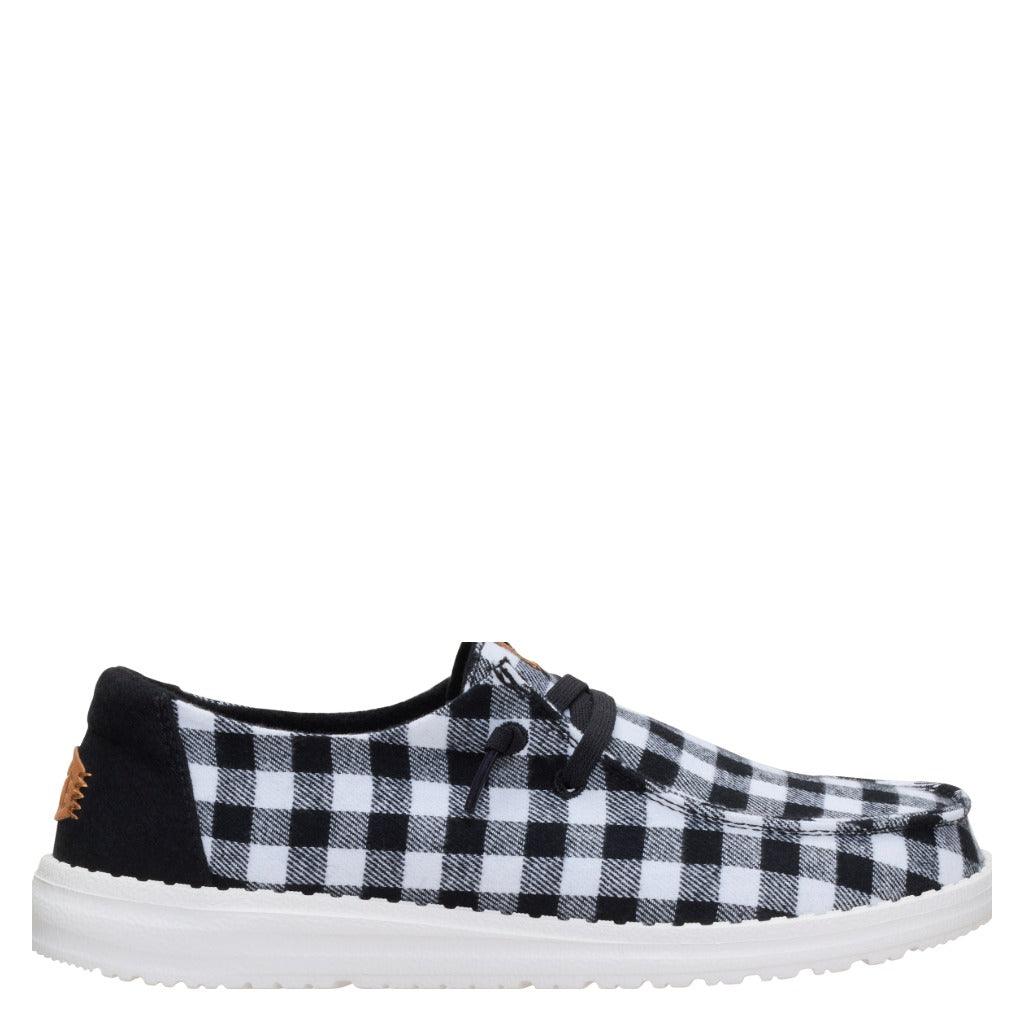 Hey Dude, Wendy Buffalo Check, Women's, Casual Shoe, Black Plaid, Side view