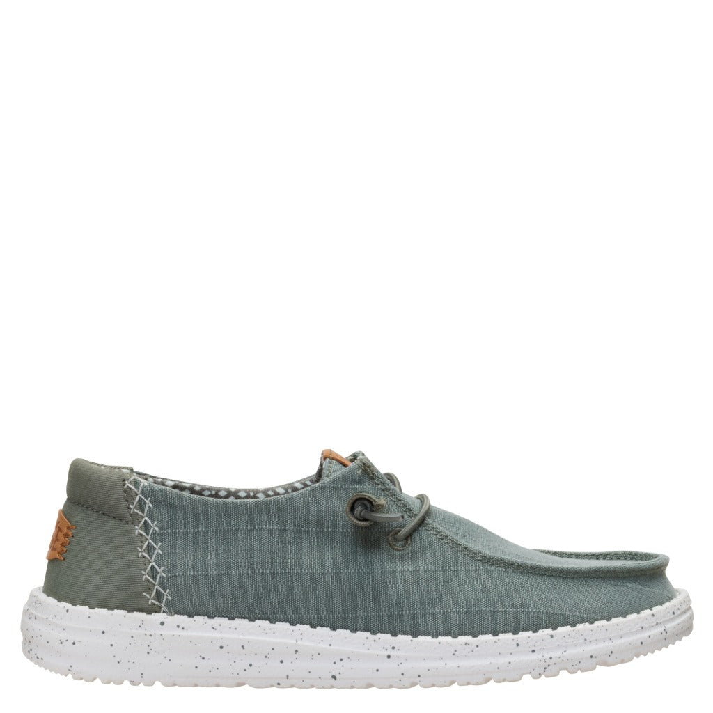 Hey Dude Wendy Chambray Grid Olive - Shoetopia Footwear